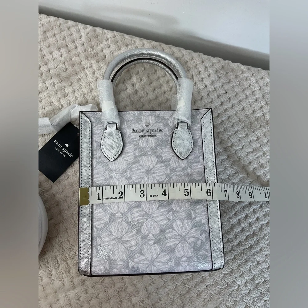 Kate Spade Platinum Grey Flower Star Toss Small Tote Bag NWT
